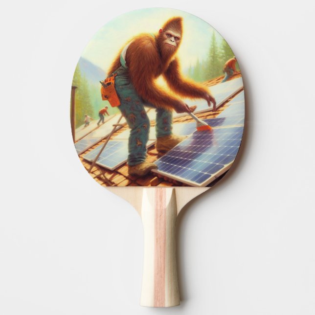 Bigfoot Installing Solar Panels Ping Pong Paddle (Front)