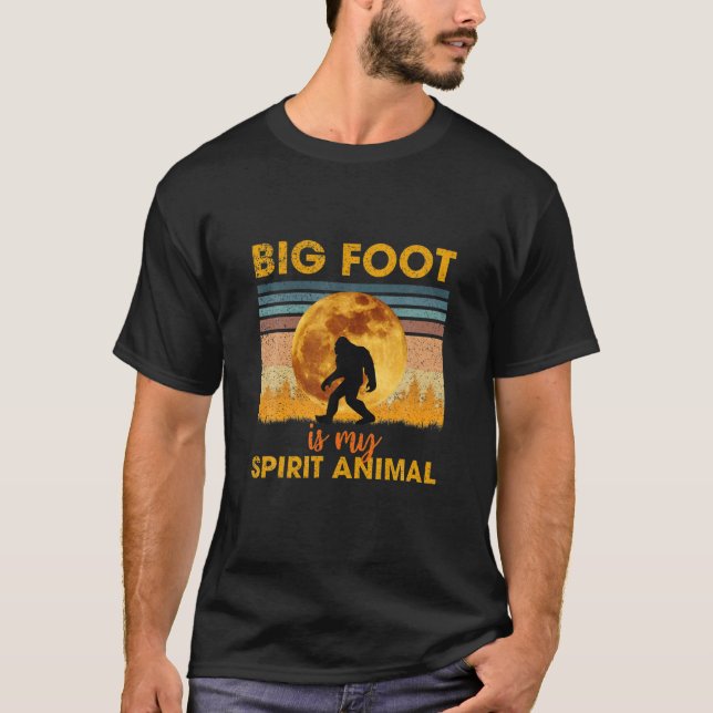 Bigfoot Is My Spirit Animal Funny Sasquatch Retro T-Shirt (Front)