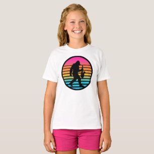 Bigfoot Jazz Saxophone Retro Sunset Design Girl T-Shirt