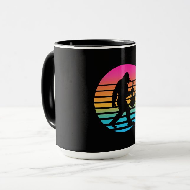 Bigfoot Jazz Saxophone Retro Sunset Design Mug (Front Left)