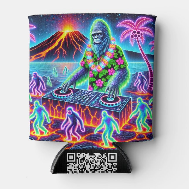 BIGFOOT KEEPIN COOL WITH HIS RAVE KOOZIE!  CAN COOLER (Front)