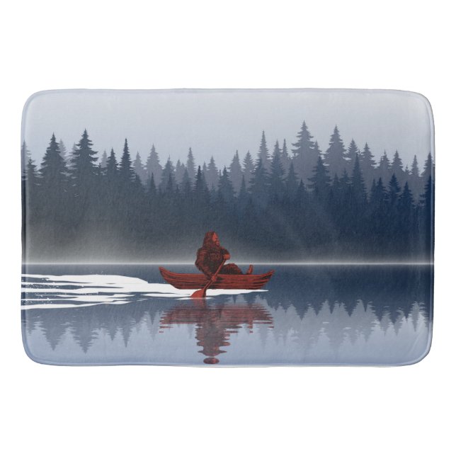 Bigfoot Lake Canoe Wilderness Pine Forest Camp  Bath Mat (Front)