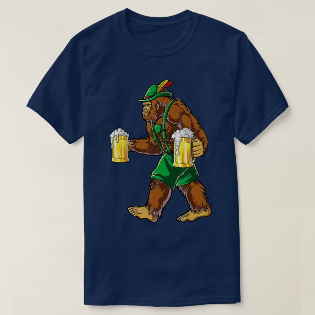 Bigfoot Lederhosen T Shirt Oktoberfest Men Prost B (Design Front)