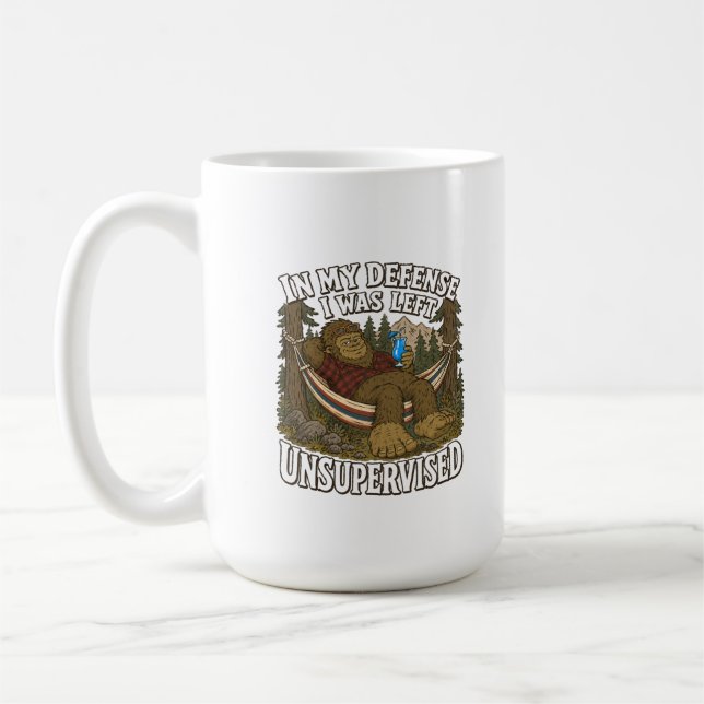Bigfoot Left Unsupervised Funny Camping Vacation Coffee Mug (Left)