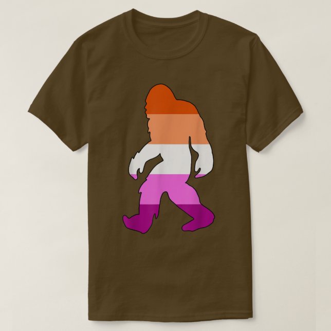 Bigfoot Lesbian Pride Flag Sasquatch LGBTQ Ally T- T-Shirt (Design Front)