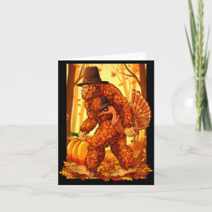 Bigfoot Lgrim Turkey Pumpkin Thanksgiving Day Funn Card