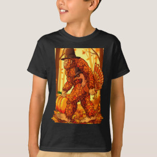 Bigfoot Lgrim Turkey Pumpkin Thanksgiving Day Funn T-Shirt