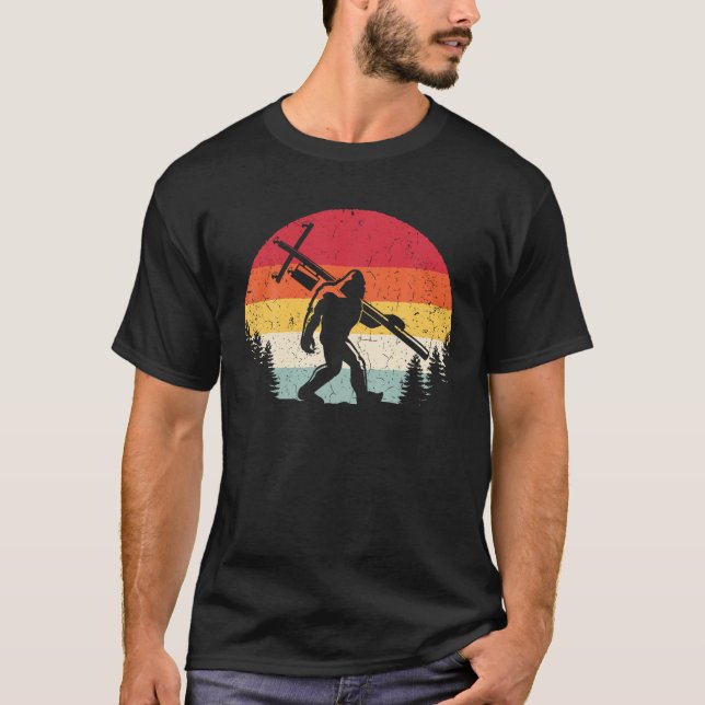 Bigfoot Lineman Power Electrician Funny Sasquatch  T-Shirt (Front)