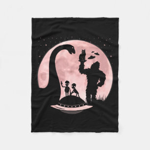 Bigfoot Loch Ness Monster Sasquatch Cat Ufo Funny Fleece Blanket