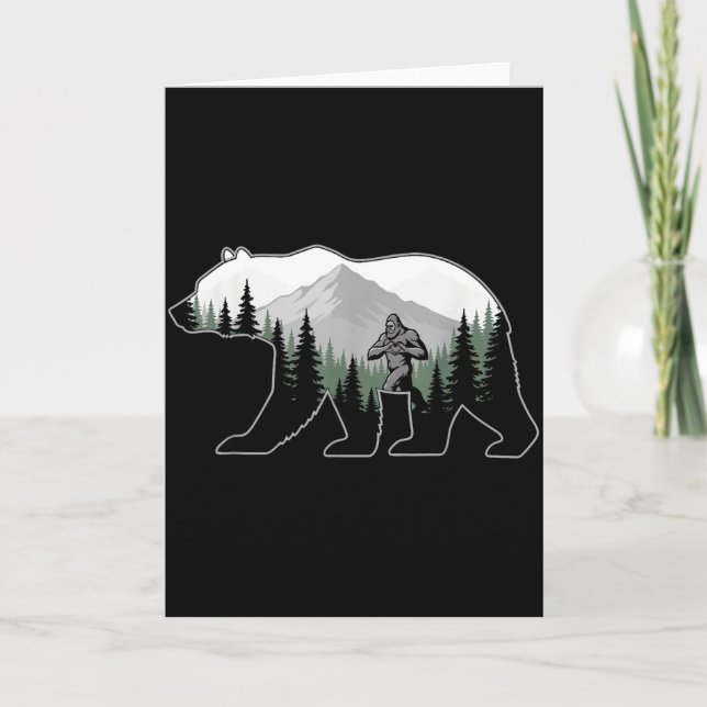Bigfoot Love Heart Hands Bear Silhouette Valentine Card (Front)