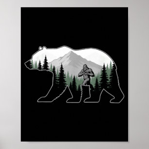 Bigfoot Love Heart Hands Bear Silhouette Valentine Poster