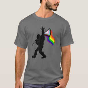 Bigfoot Love You Sign Language LGBTQ Gay Pride Rai T-Shirt