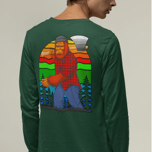 Bigfoot Lumberjack With Axe Sasquatch Plaid T-Shirt