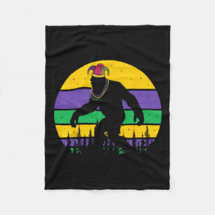 Bigfoot Mardi Gras Sasquatch Funny Men Kids Gift T Fleece Blanket