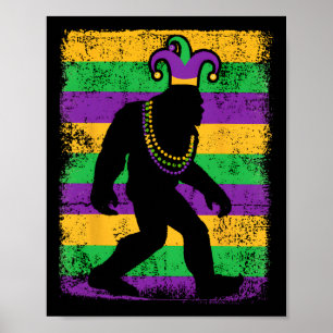 Bigfoot Mardi Gras Sasquatch Funny Men Kids Gift T Poster