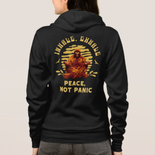 Bigfoot Meditation Peace Not Panic Design Hoodie