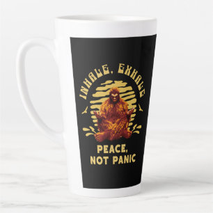 Bigfoot Meditation Peace Not Panic Design Latte Mug