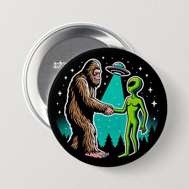 Bigfoot Meets Alien 7.5 Cm Round Badge (Front & Back)