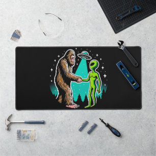 Bigfoot Meets Alien Desk Mat