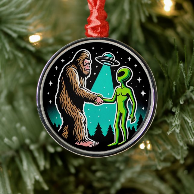 Bigfoot Meets Alien Metal Tree Decoration (Tree)