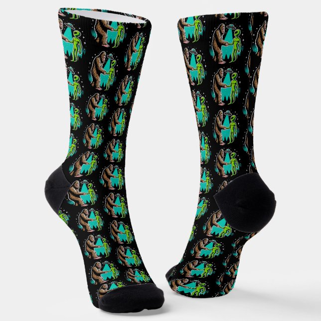 Bigfoot Meets Alien Socks (Angled)