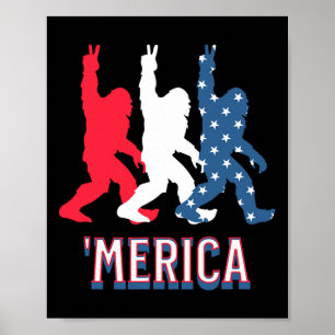 Bigfoot merica Red White Blue Peace Sign 4th Of Ju