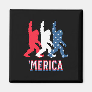 Bigfoot merica Red White Blue Peace Sign 4th Of Ju Magnet