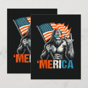 Bigfoot Merica Rock American Flag Card