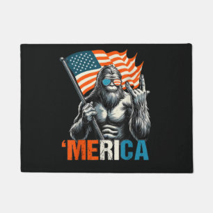 Bigfoot Merica Rock American Flag Doormat