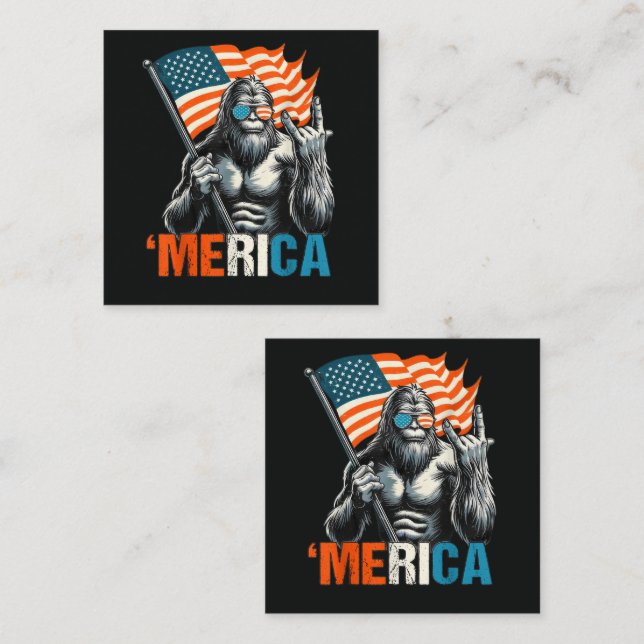 Bigfoot Merica Rock American Flag Enclosure Card (Front/Back)