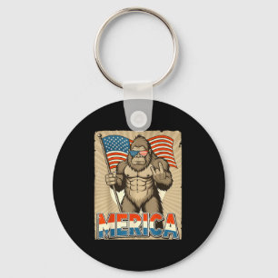 Bigfoot merica rock american flag patriotic 4th of key ring