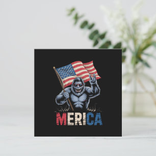 Bigfoot Merica Rock American Flag Patriotic  Invitation