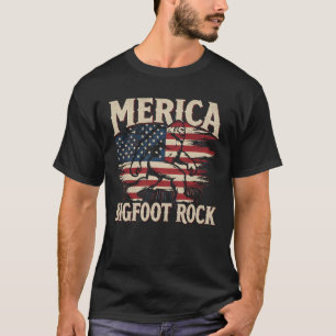 Bigfoot Merica Rock – Patriotic 4th of July Sasqua T-Shirt