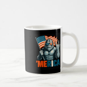Bigfoot Merica Rock Patriotic American Flag 4th Of Coffee Mug
