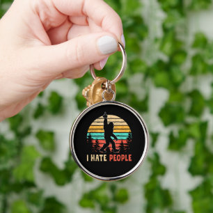 Bigfoot Middle Finger I Hate People Key Ring
