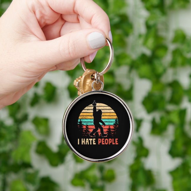 Bigfoot Middle Finger I Hate People Key Ring (Hand)