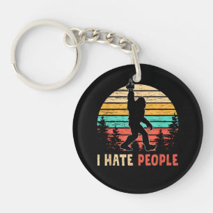 Bigfoot Middle Finger I Hate People Key Ring