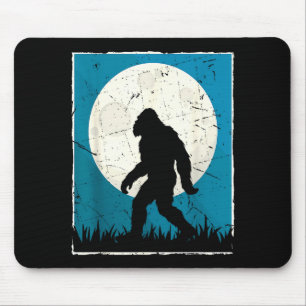 Bigfoot moon silhouette vintage sasquatch mouse pad