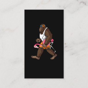 Bigfoot Morning Walk with Flamingo Business Card