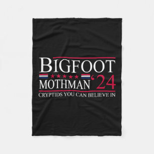 Bigfoot Mothman 2024 President Election Funny Vote Fleece Blanket