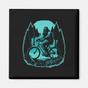 Bigfoot Mountain Biker Sasquatch Mtb Biking Forest Magnet