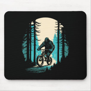 Bigfoot Mountain Biker Sasquatch Mtb Biking Forest Mouse Pad