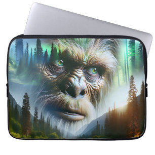 Bigfoot, Mountains, River and Forest Laptop Sleeve
