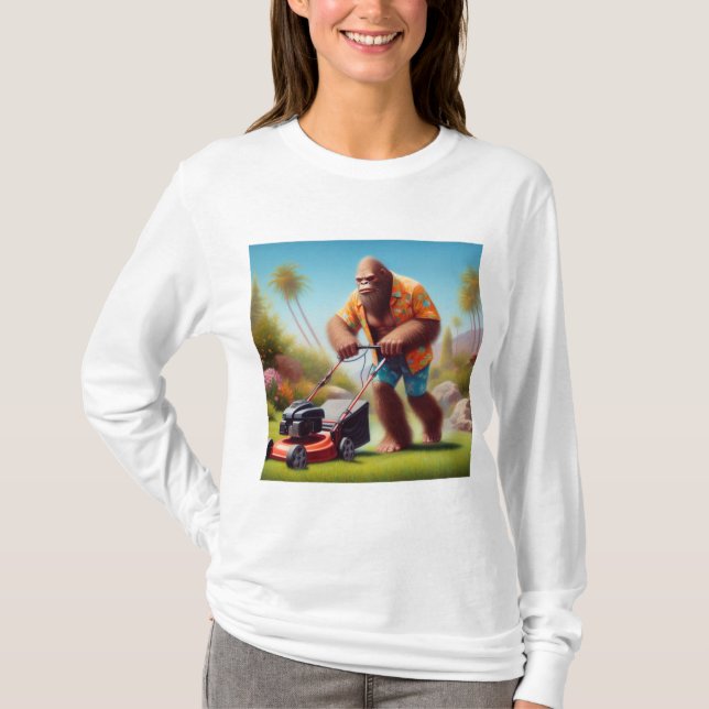 Bigfoot Mowing T-Shirt (Front)