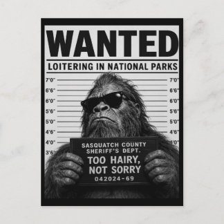 Bigfoot Mugshot  Holiday Postcard