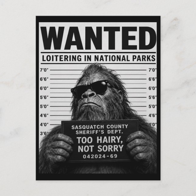 Bigfoot Mugshot  Holiday Postcard (Front)