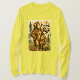 Bigfoot Mum Watercolor Woodland Sasquatch Mama For T-Shirt