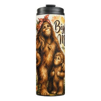 Bigfoot Mum Watercolor Woodland Sasquatch Mama Thermal Tumbler