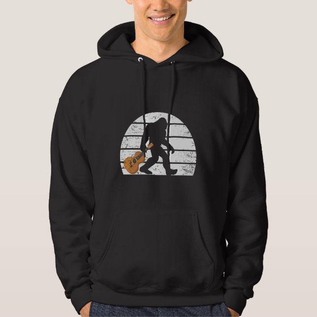 Bigfoot Musician Sasquatch Acoustic Guitar Player Hoodie (Front)