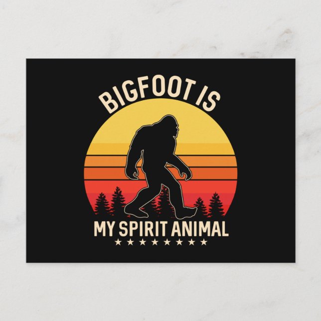 Bigfoot my Spirit Animal | Bigfoot Retro Postcard (Front)